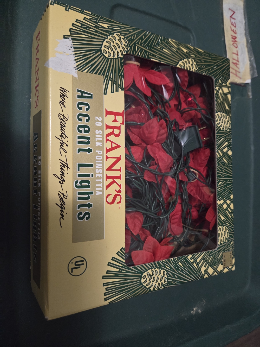 Red Silk Poinsettia Accent Lights